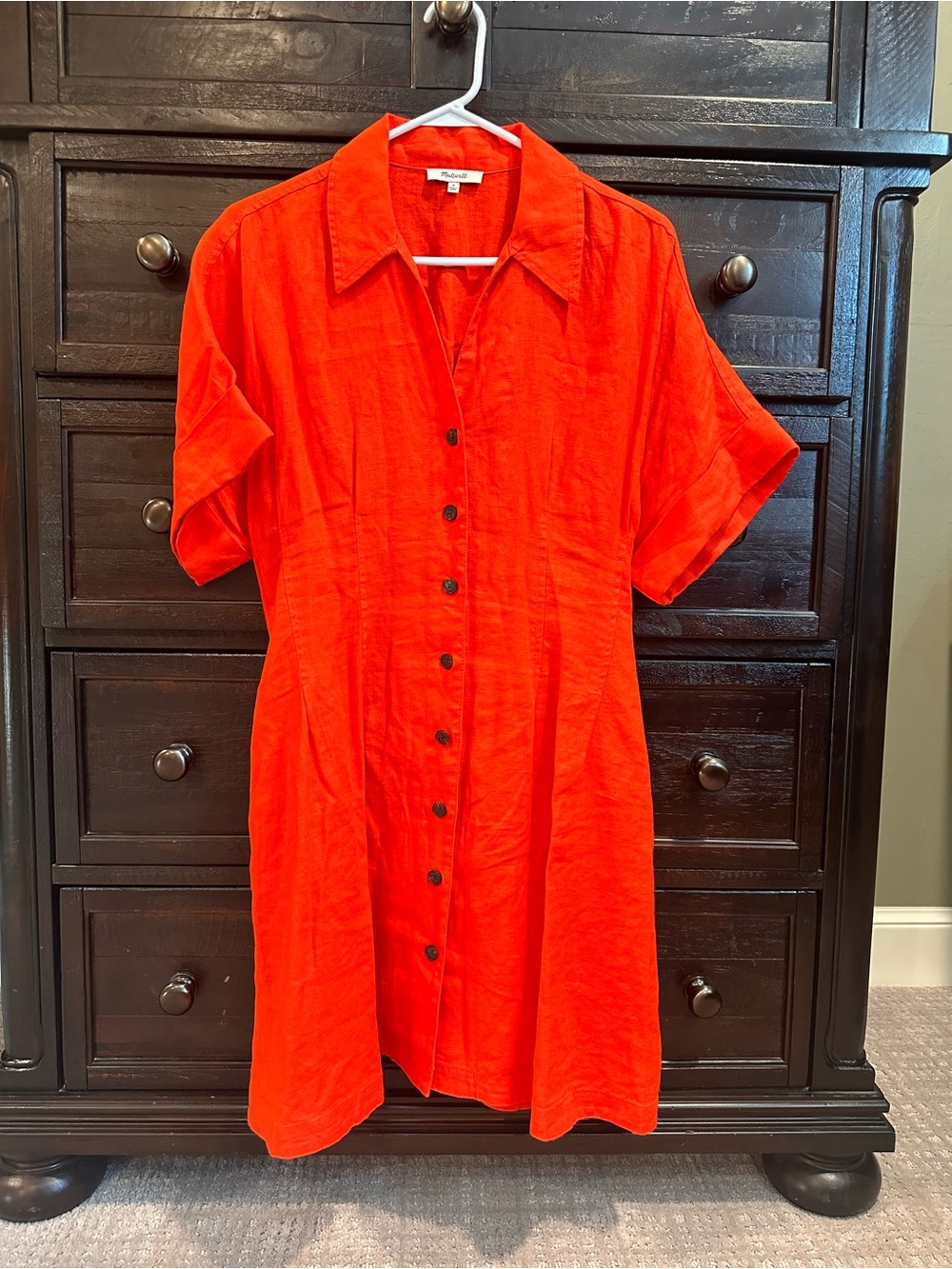 Madewell Bright Orange Button-Front Swim Coverup Tunic